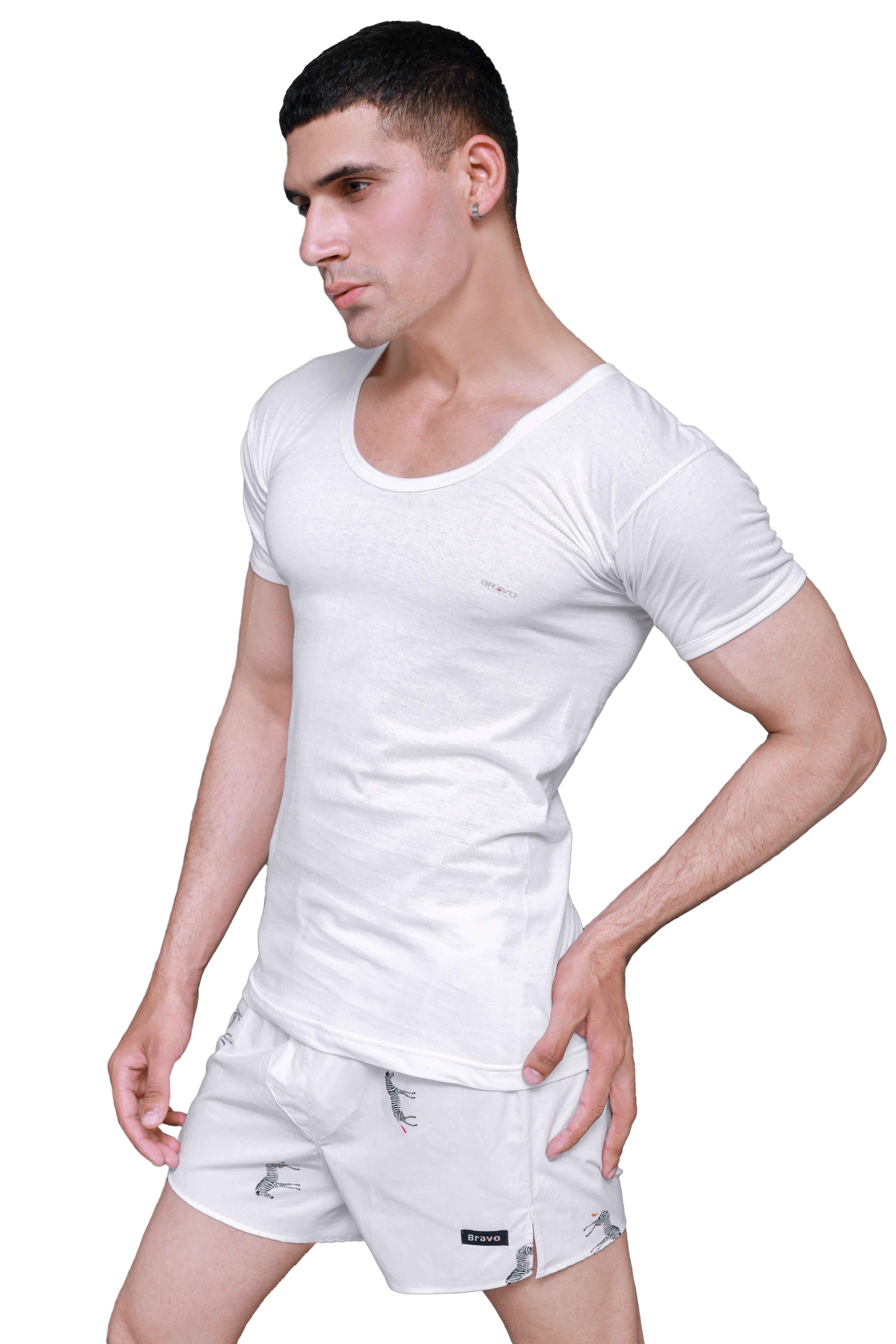 SHORT SLEEVE VEST - 100% COMBED COTTON